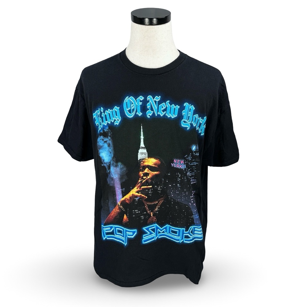 Pop Smoke King Of New York Graphic T-Shirt Mens XL Black 2021 Rap Tee NYC